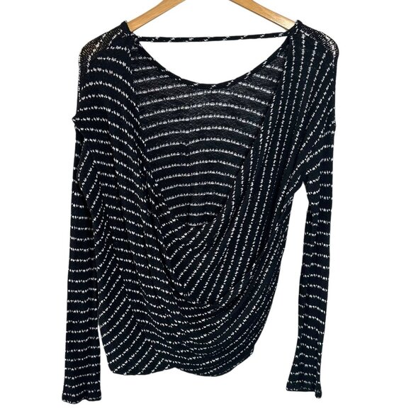 FREE PEOPLE Angel Island Stripe Hacci Slouchy Sweater Twist Back Top Small - Picture 4 of 5
